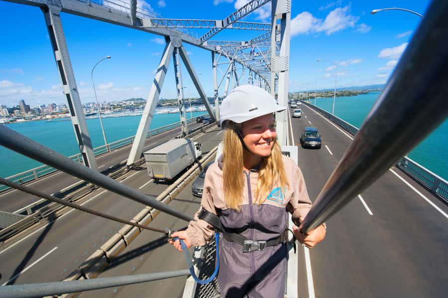 Auckland Harbor Bridge: Bridge Climb - Getting suited up and ready for the 67-metre climb