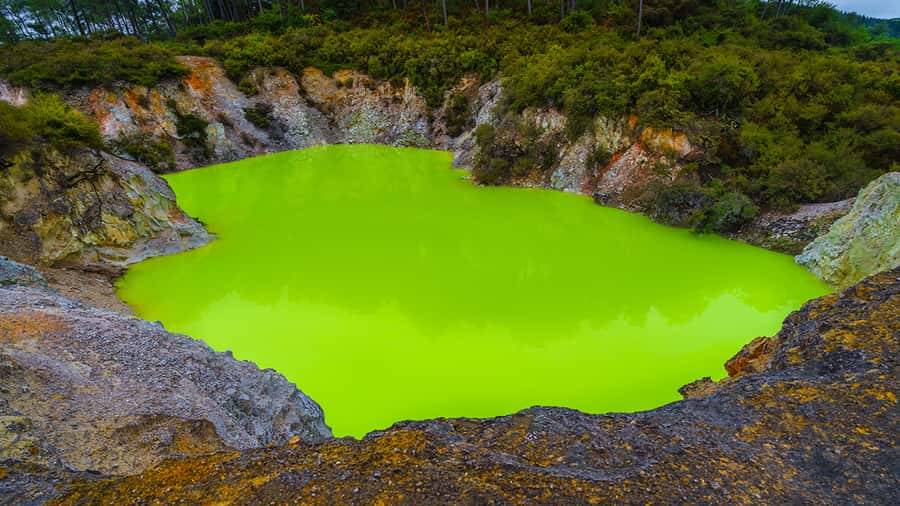 Auckland: Hobbiton, Rotorua and Wai-O-Tapu Day Tour - Wai-O-Tapu Geothermal Wonderland: Champagne Lake, Devil’s Bath, and the sulfur reality
