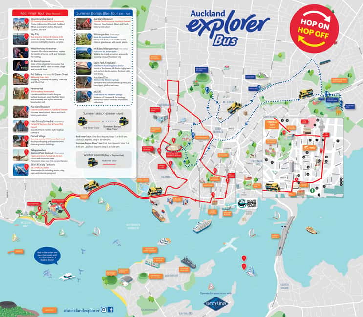 Auckland: Hop-On Hop-Off Explorer Bus Ticket - Red Inner Tour: Downtown to the Aquarium (9 Stops Worth Building Around)