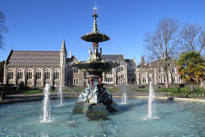 Christchurch City and Beaches Private Tesla Tour - New Regent Street: Color, Cafes, and the Tram Passing Through