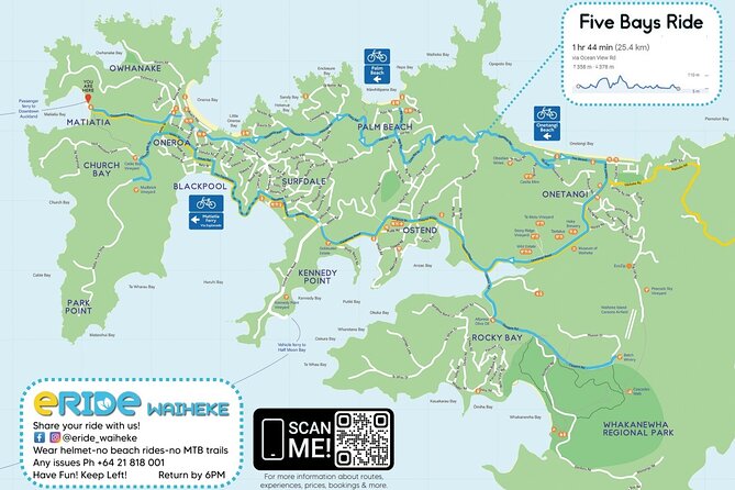 eRide Waiheke 5 bays ride - Price and the value of spending 5 to 8 hours on a loop
