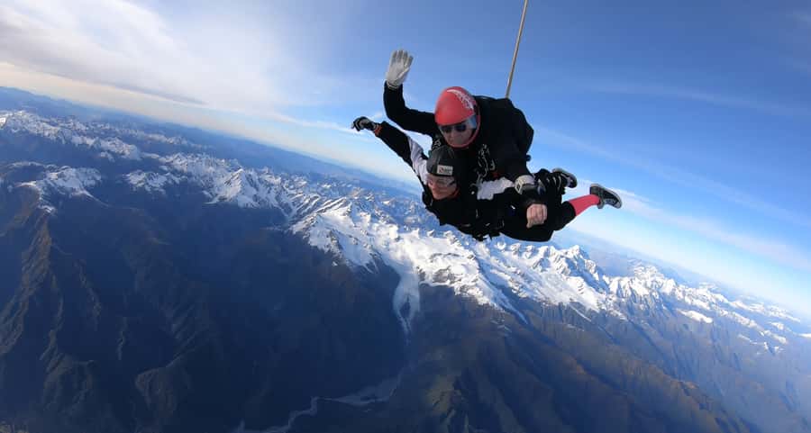 Franz Josef: 13,000ft, 16,500ft or 18,000ft Skydive - What you actually see below: rainforest textures, glacier glow, and sharp peaks