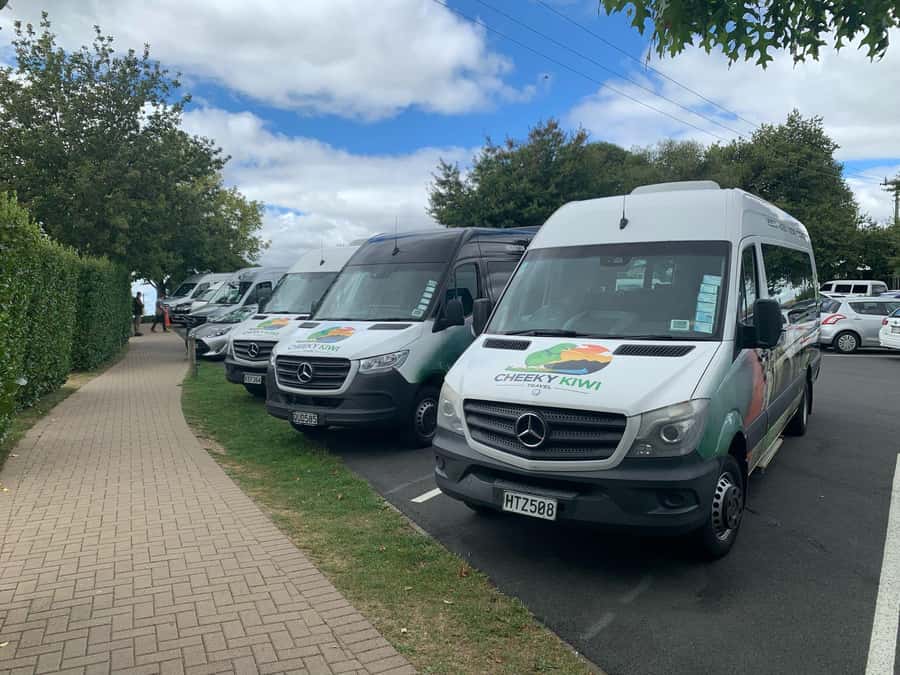 From: Auckland: Rotorua via Hobbiton Tour One Way Tour - The Hobbiton bus tour: 2.5 hours, 44 hobbit holes, and the Green Dragon stop