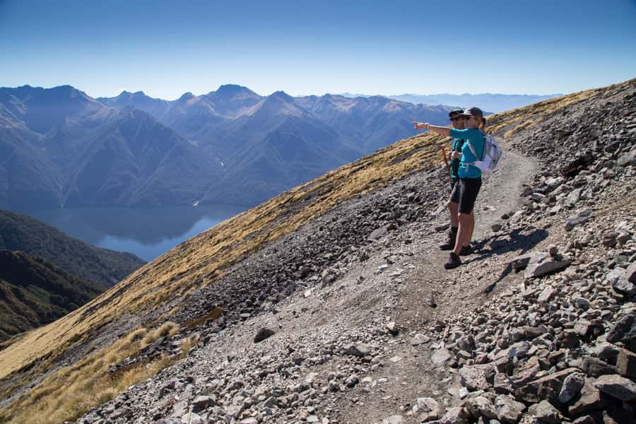 From Te Anau: Full Day Kepler Track Guided Heli-Hike - The descent on the Kepler Track: medium fitness, steep sections, and changing forests