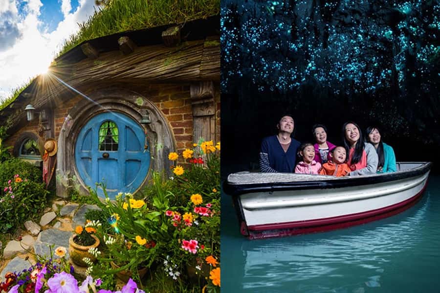 Hobbiton, Waitomo, Rotorua & Taupo 2-Day Tour from Auckland - Day one: Waitomo Glowworm Caves, photo stops, and Hobbiton set-time