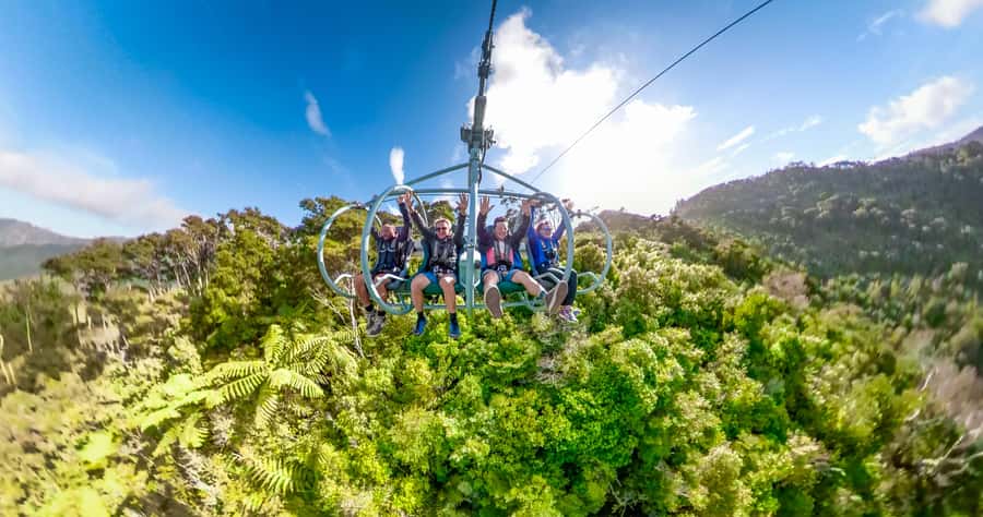 Nelson: Cable Bay Adventure Park Skywire Experience - At the Top: Seats, Harnesses, and the Safety Brief That Makes You Feel Settled