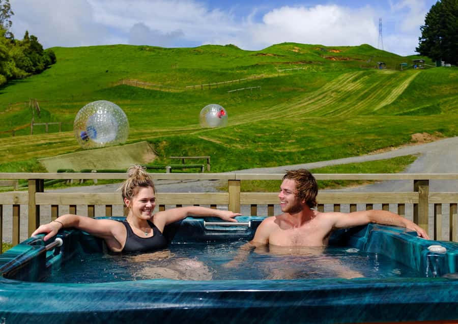 Rotorua: ZORB Inflatable Ball Rides - Straight track and sidewinder track: two ways to roll