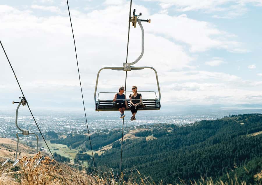 Scenic Chairlift Ride at Christchurch Adventure Park - The ride up: what you see as the hill opens below you