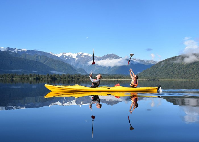 Small-Group Kayak Adventure from Franz Josef Glacier - Lake Mapourika: calm paddle, mirror reflections, and black-water character