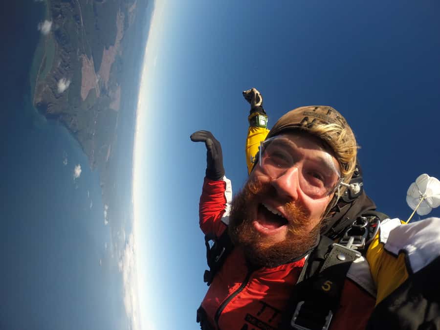 Tandem Skydive Experience in Taupo - Exiting the Plane and Free Fall: About 200 km/h for 45 to 70 Seconds