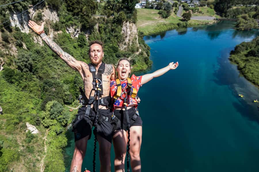 Taupō: AJ Hackett Taupō Bungy - NZ's Highest Water Touch! - Safety Setup and Harnessing, Where the Nervousness Gets Managed