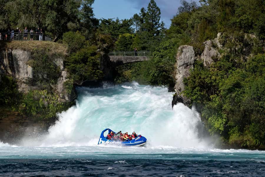 Taupō: Huka Falls 30-Minute Jet Boat Experience - Entering Huka Falls from the river, not the viewing path