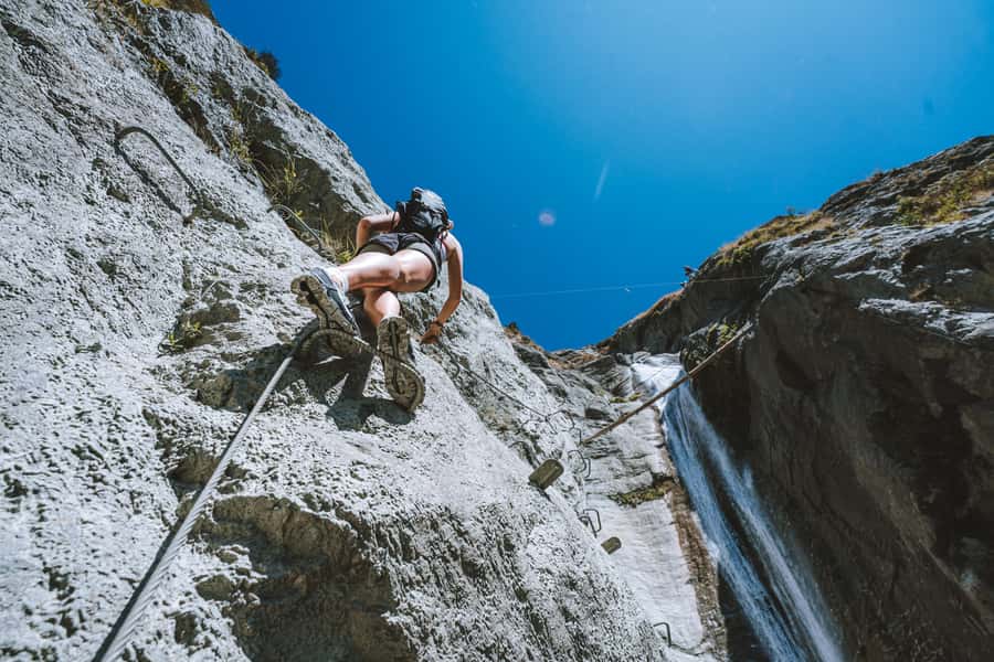 Wanaka: 4-Hour Intermediate Waterfall Cable Climb - The intermediate route: climbing 320m with cables, rungs, bridges, and ladders